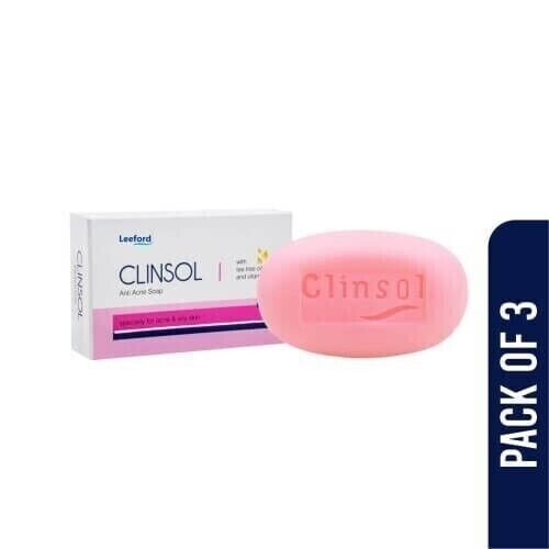 CLINSOL SOAP PACK OF 3 (75G EACH) BEST FOR ACNE & OILY SKIN ENRICHED TEA TREE