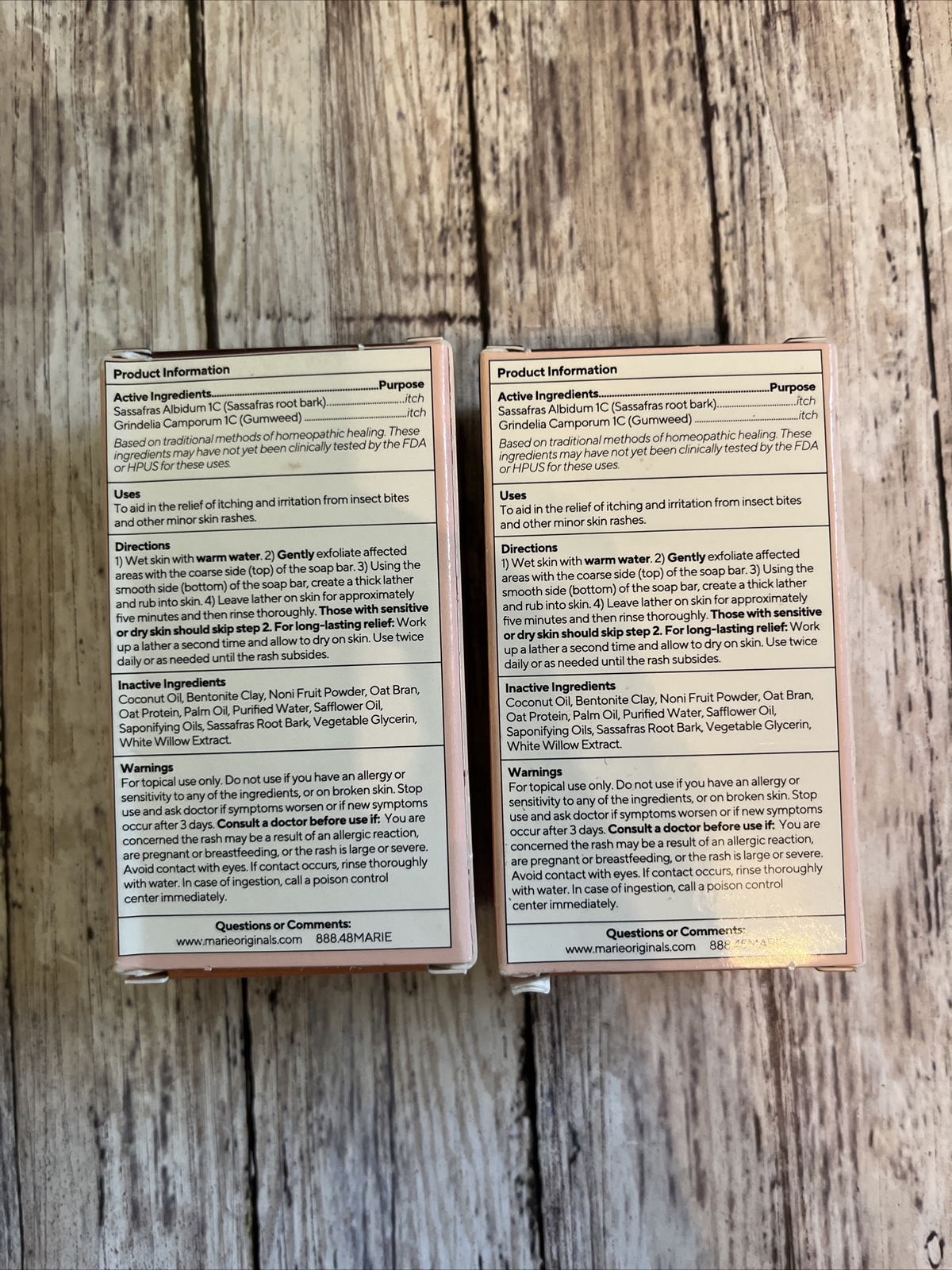 2 bars Marie Originals trulore Itch & Rash Soap 2.9 oz Each Bioactive Combo