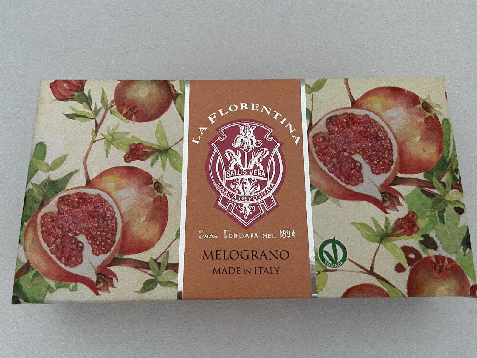 BNIB New Sealed La Florentina Melograno Pomegranate Soaps Set 4 oz. each ITALY