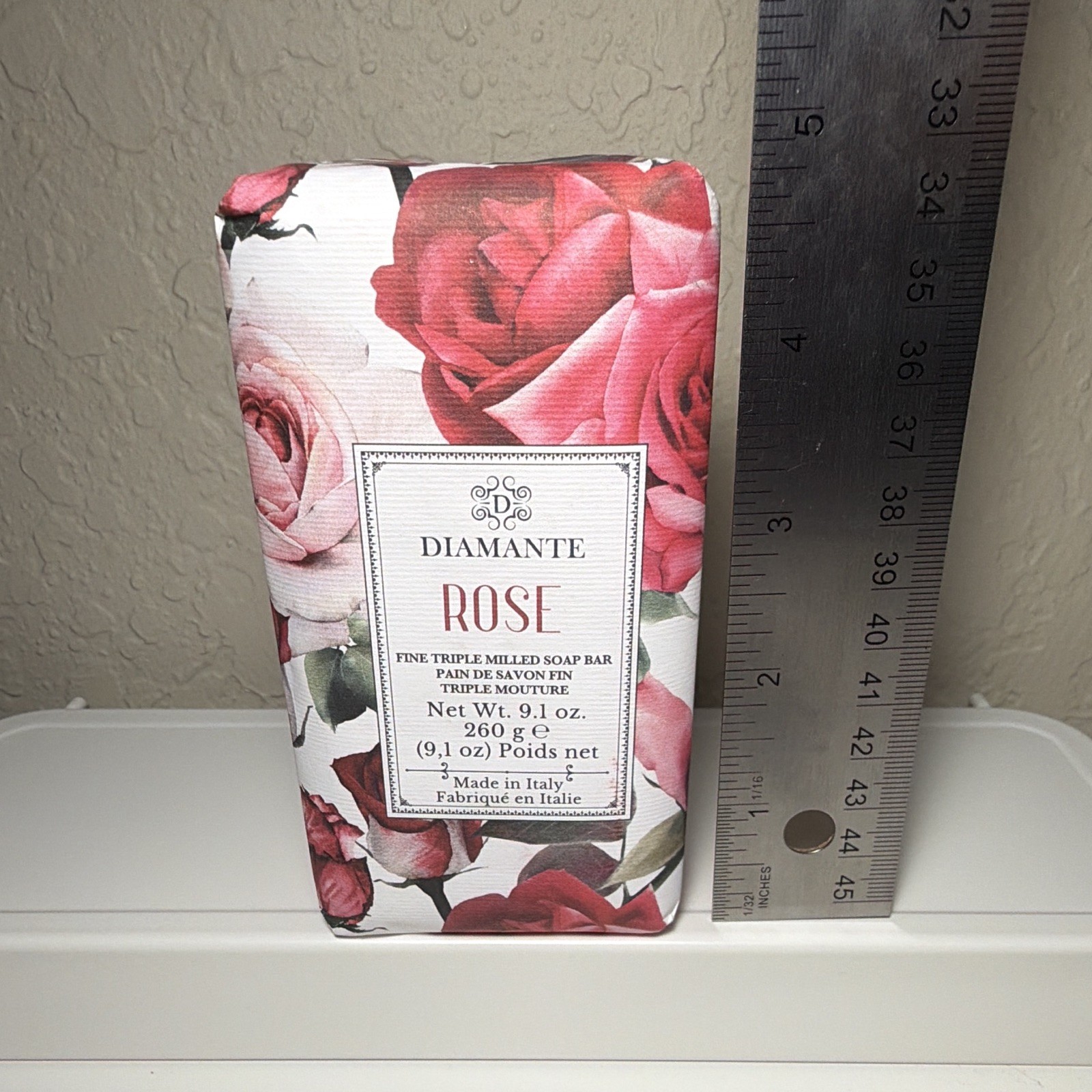 Diamante Rose Scent Triple Milled Soap Bar for Hands & Body 9.1 oz Italy