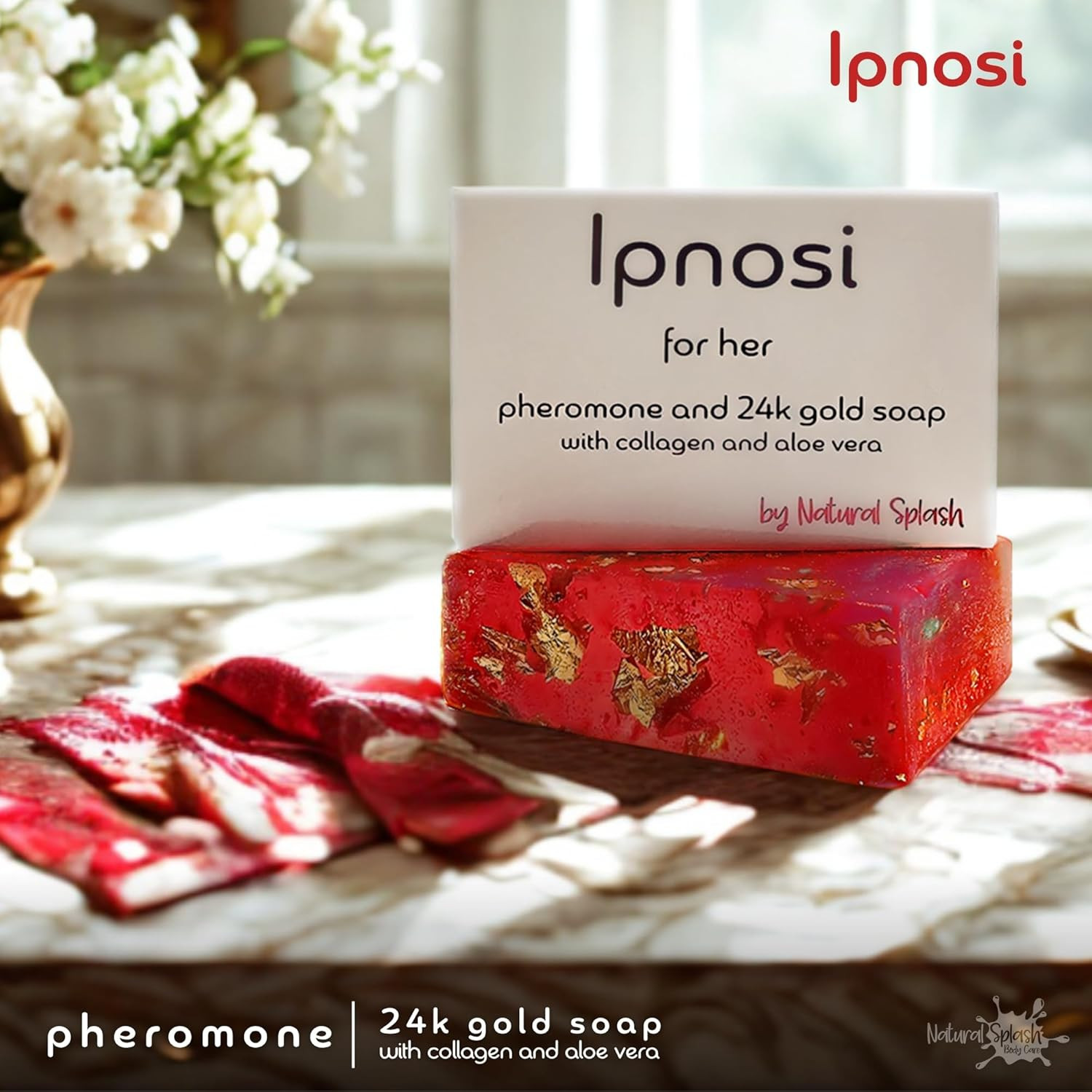 Lpnosi Pheromone Soap for Women, Luxurious Bar with 24K Gold, Collagen & Aloe Ve