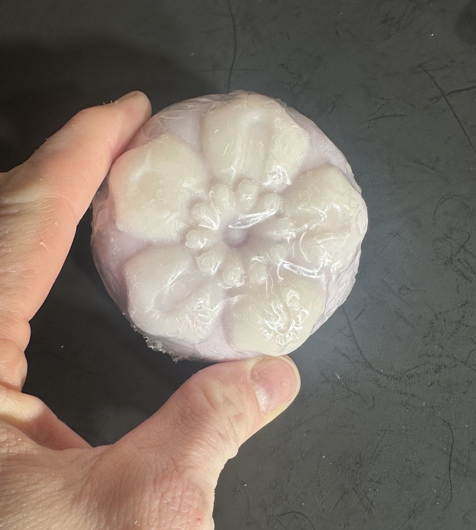 White And Purple Flower Shape Goat’s Milk, Grapefruit & Turmeric Soap