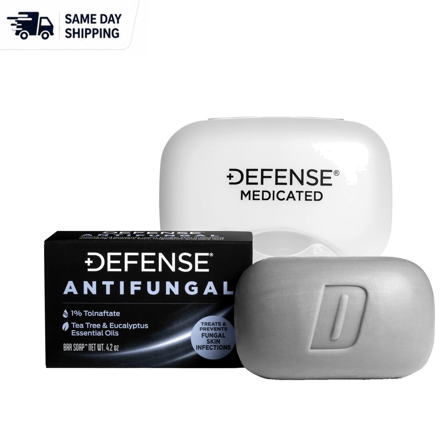 1% Tolnaftate Defense Soap for Jock Itch & Athlete’s Foot – Travel Case Included