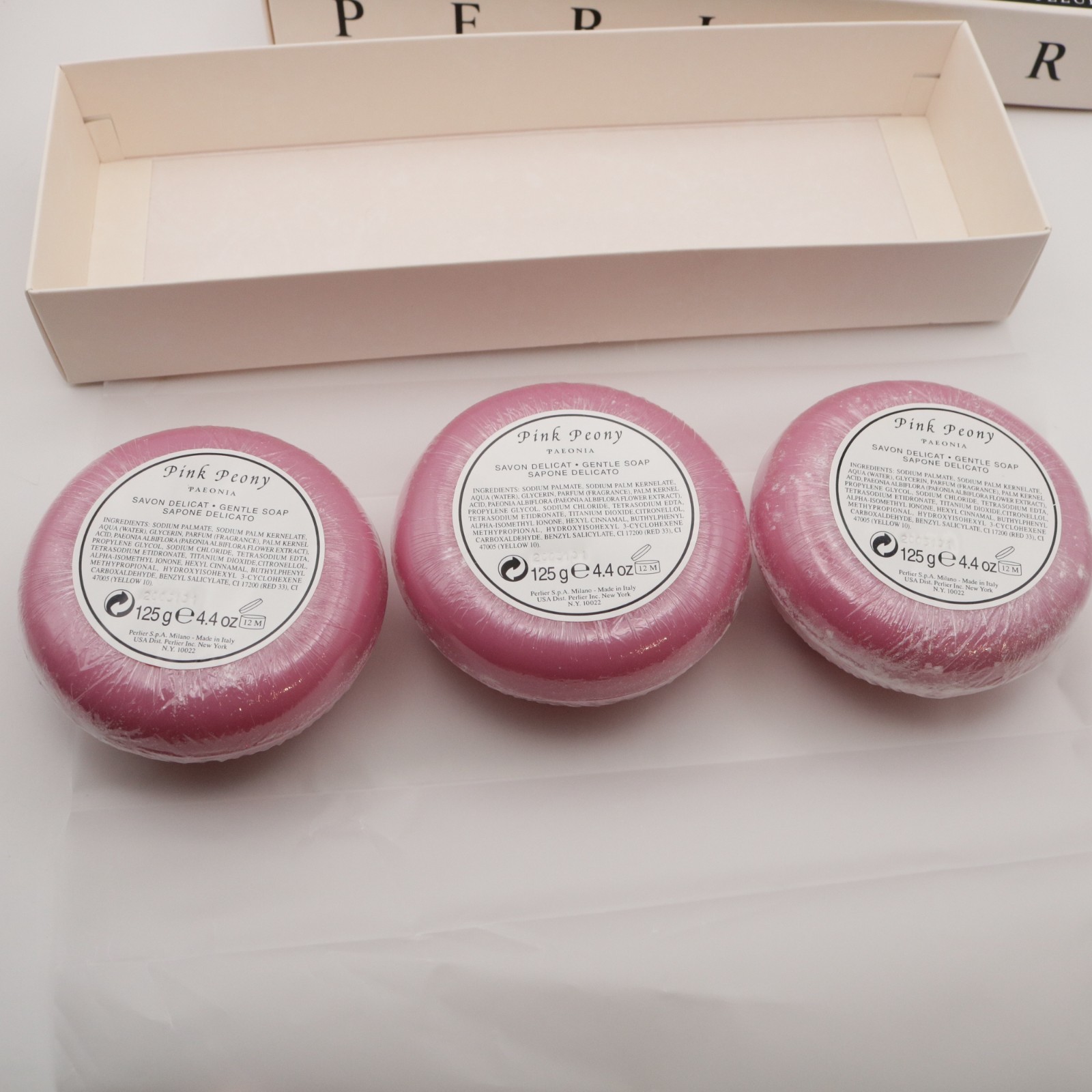 Perlier Pink Peony Gentle Soap Bars 4.4 oz ea NIOB Sealed 3 Pack