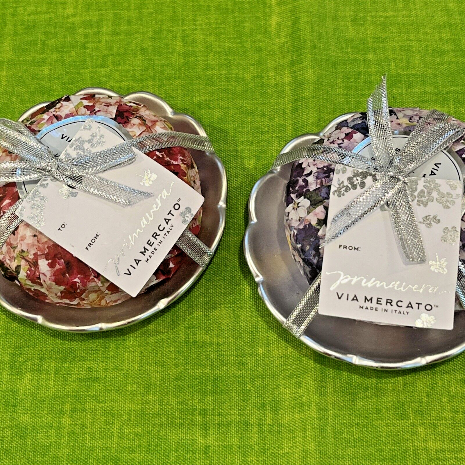 VIA MERCATO SHEA BUTTER Soap w/Soap Dish Plum Blossom & Red Current PRIMAVERA