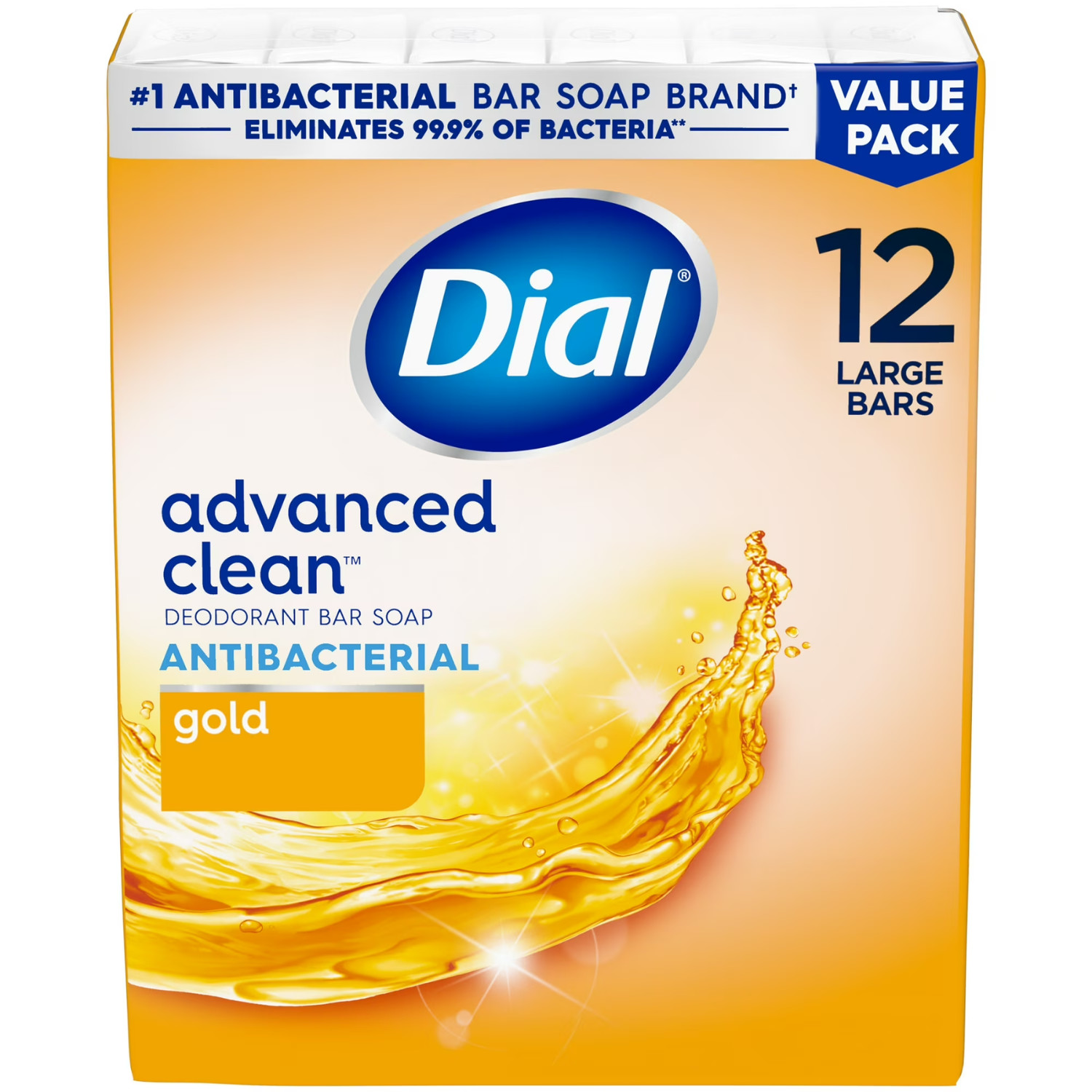 New Dial Antibacterial Deodorant Bar Soap, Advanced Clean, Gold, 48 Bars, 4 oz