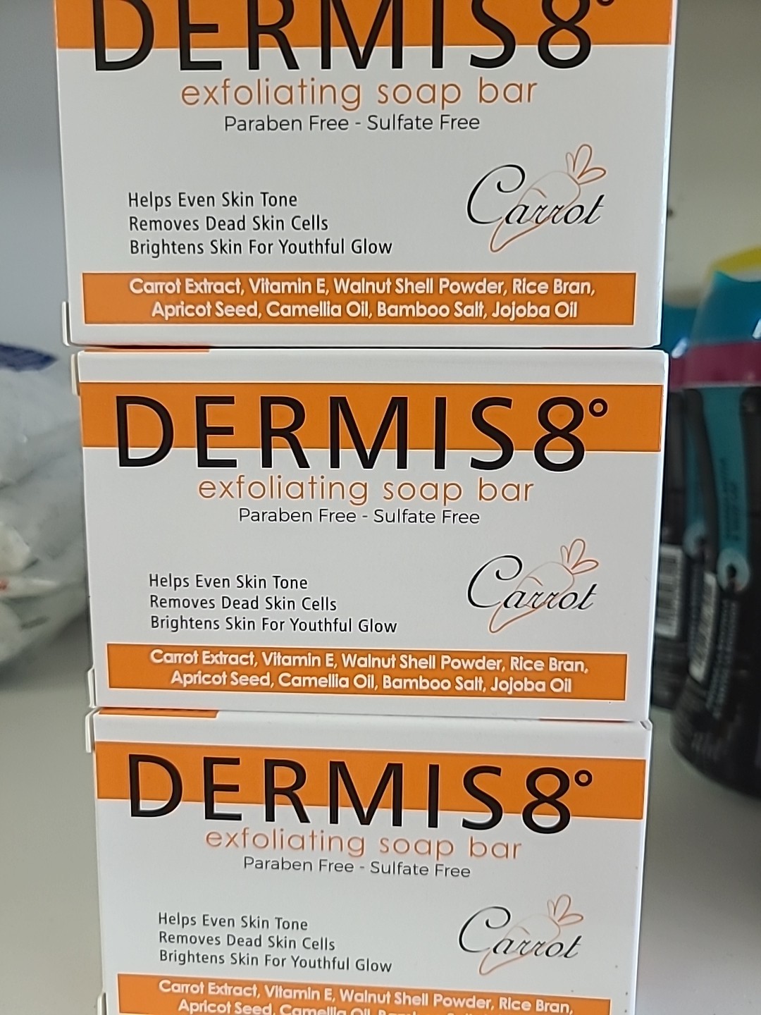 Dermis8° Exfoliating Face Soap 200g Bar Carrot Savon