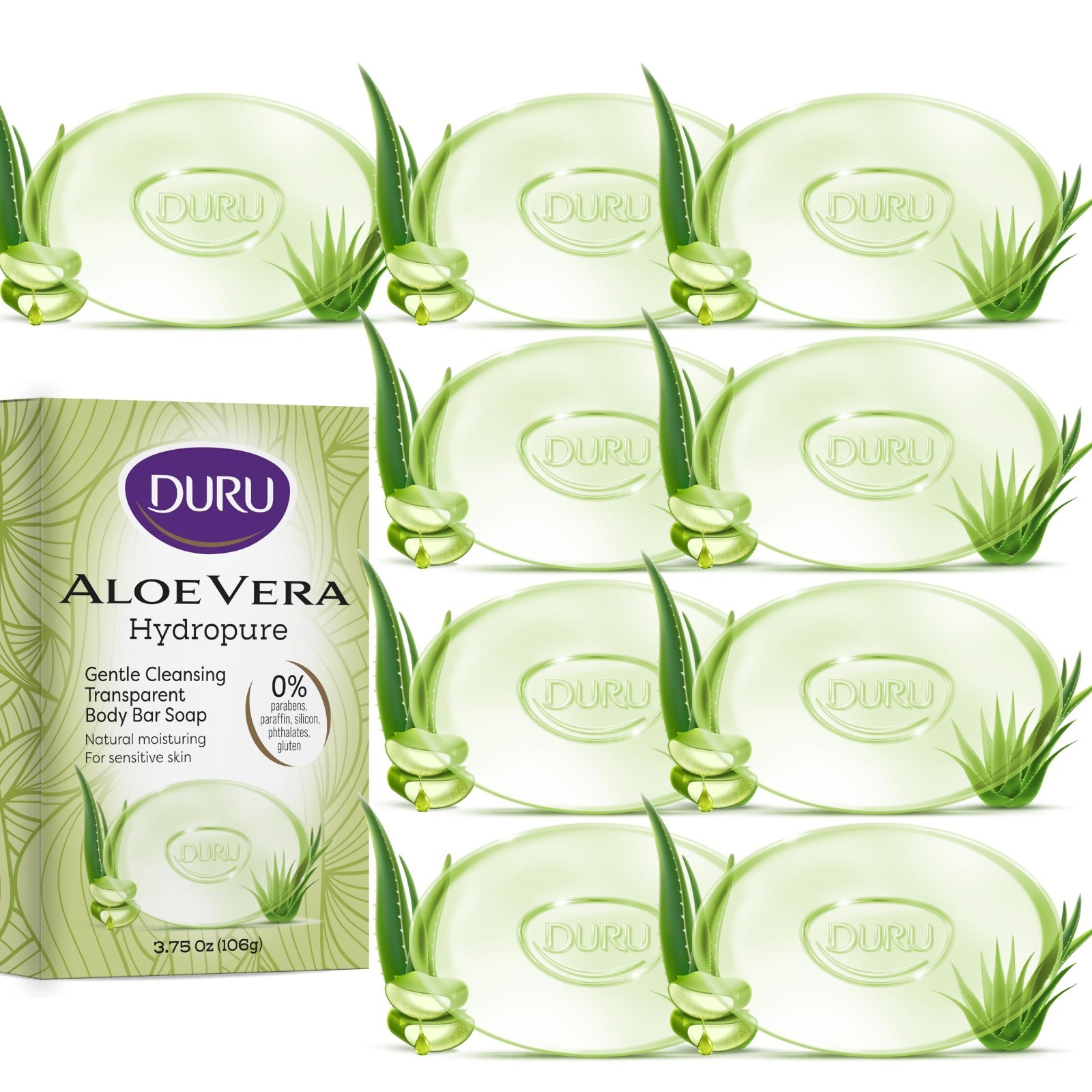 Aloe Vera Glycerin Soap – Vegan Transparent Cleansing Bar for Sensitive Skin – 9