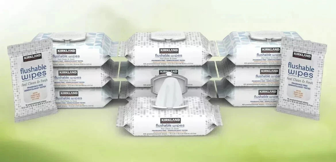 Kirkland Signature Moist Flushable Wipes, Unscented, 640 Wipes