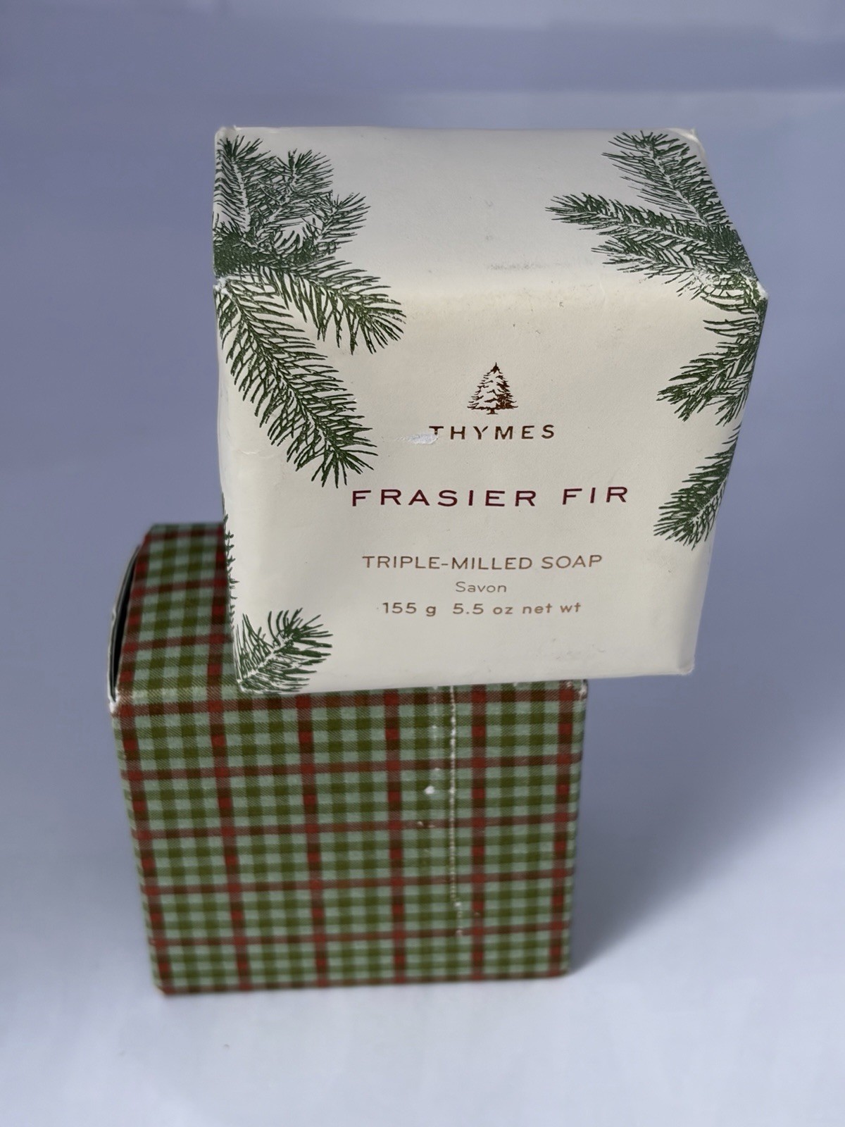 Thymes Frasier Fir Triple-Milled Body Bar Soap 5.5 oz Pine Pattern