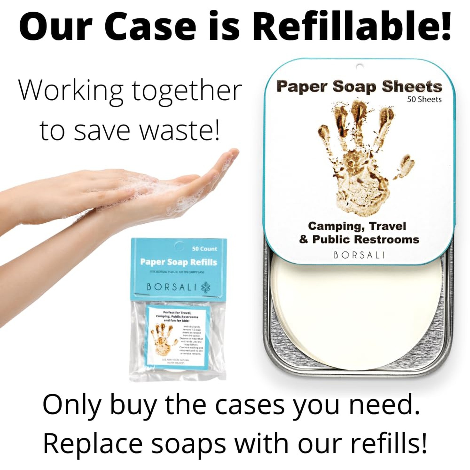 BORSALI Paper Soap Sheets, 50 Sheets – Refill | Portable Hand Soap, For Trave…