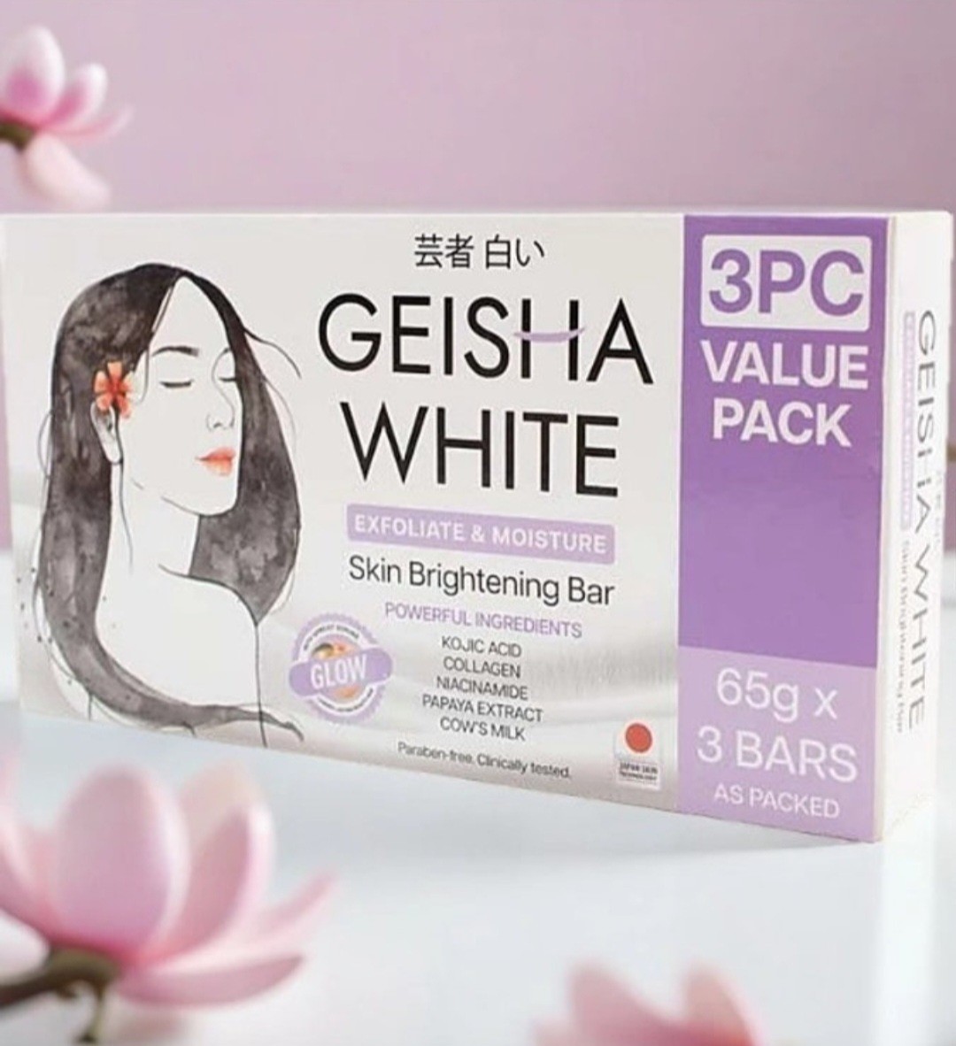 Geisha White Glow Brightening Soap 3PC Value Pack 65g x 3 Bars ✨️💯👌,1pack
