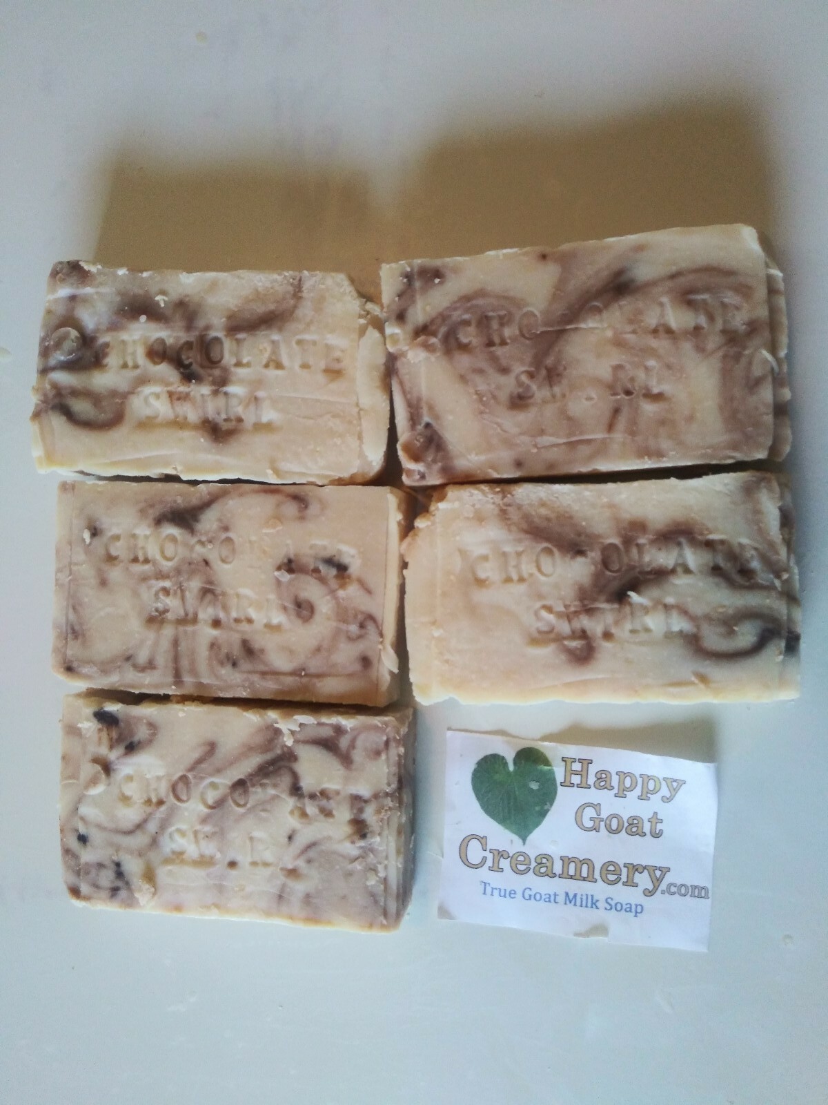 10 BARS RAW GOAT MILK SOAP HAPPY GOAT CREAMERY CHOCOLATE SWIRL COCOA BUTTER