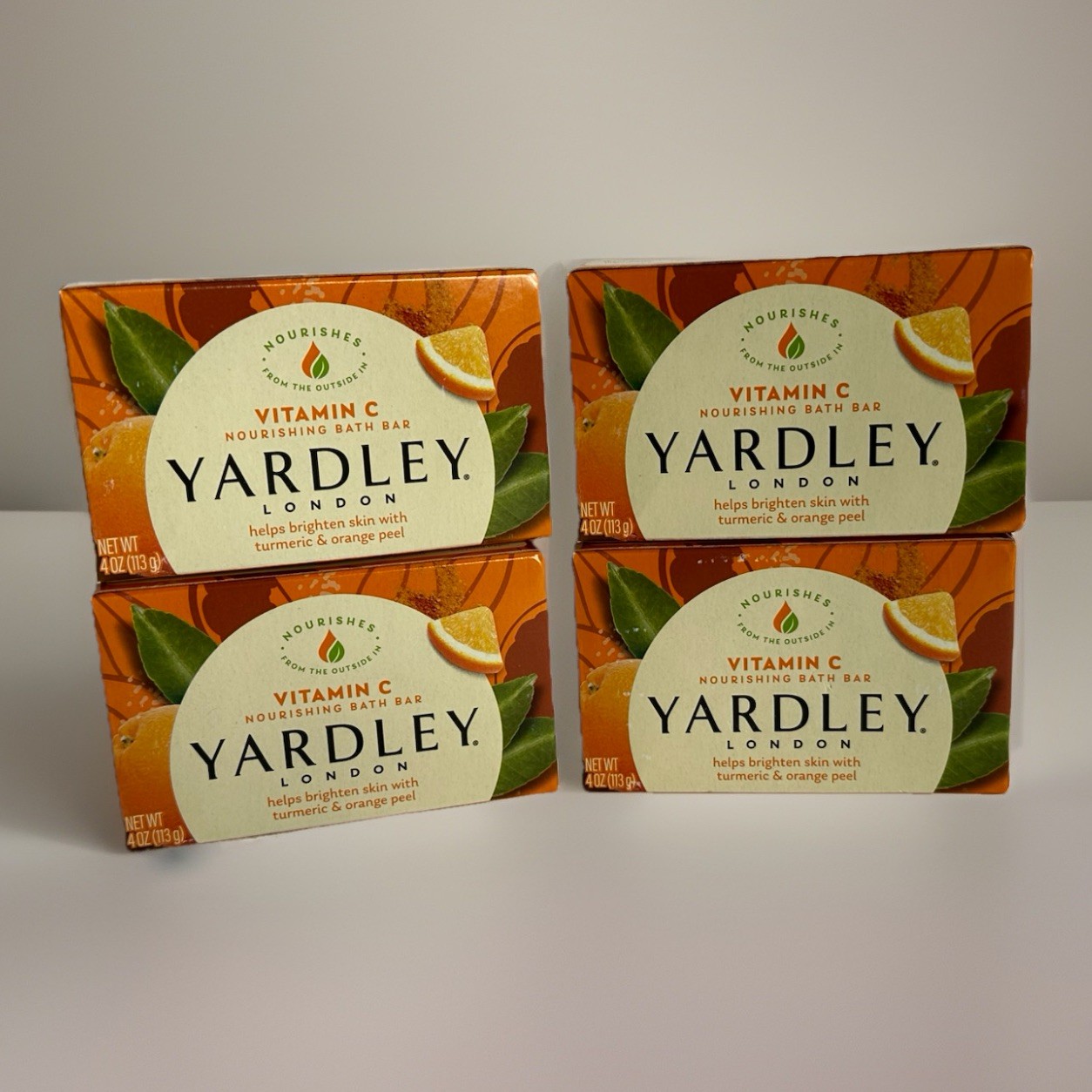 4x Yardley London Vitamin C Bath Bar Turmeric Orange Peel Soap 4oz Each