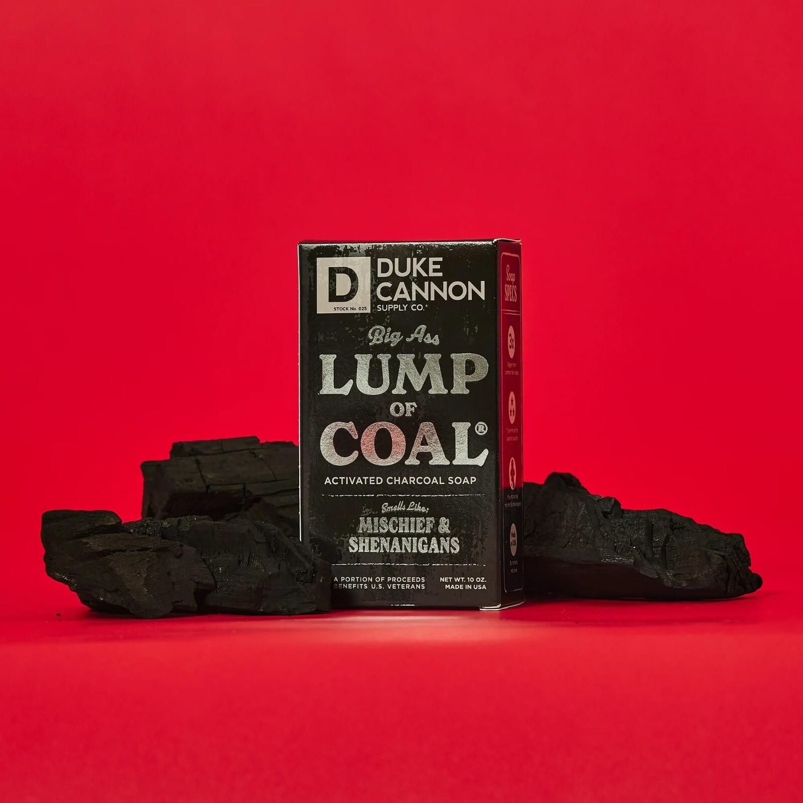 Duke Cannon Mens Big Ass 10oz Lump of Coal Bergamot & Black Pepper Brick Soap