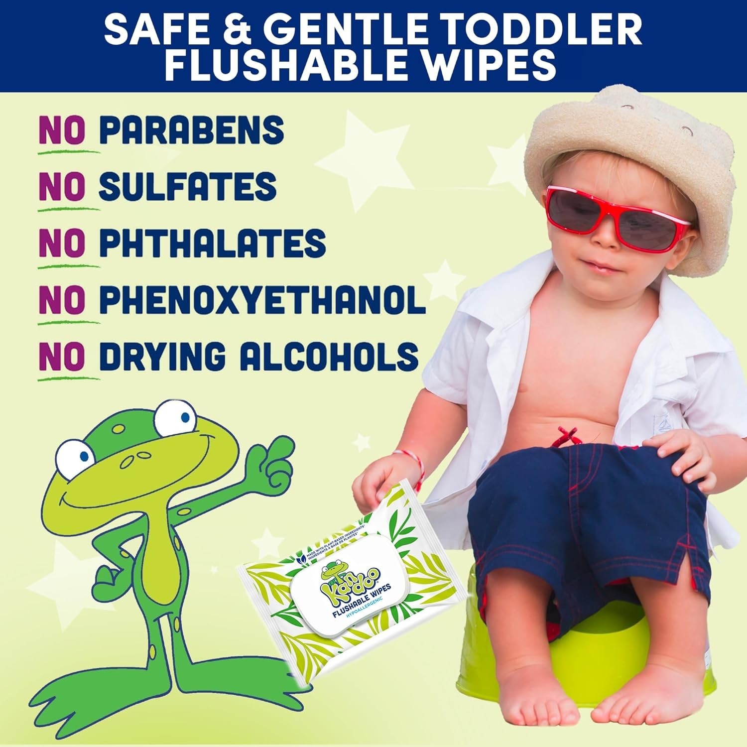 50 Count Pack of 12 Sensitive Hypoallergenic Flushable Wipes for Kids