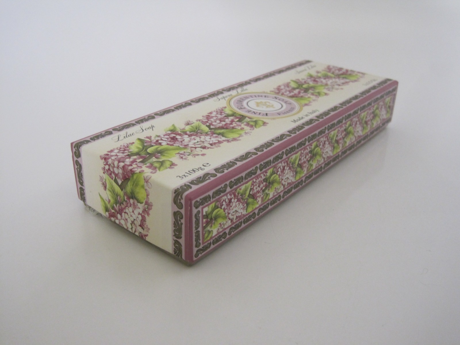 Firenze Fine Florentine Lilac Soap 3 Pcs 3.5 oz Each Made in Italy Gift Box NEW