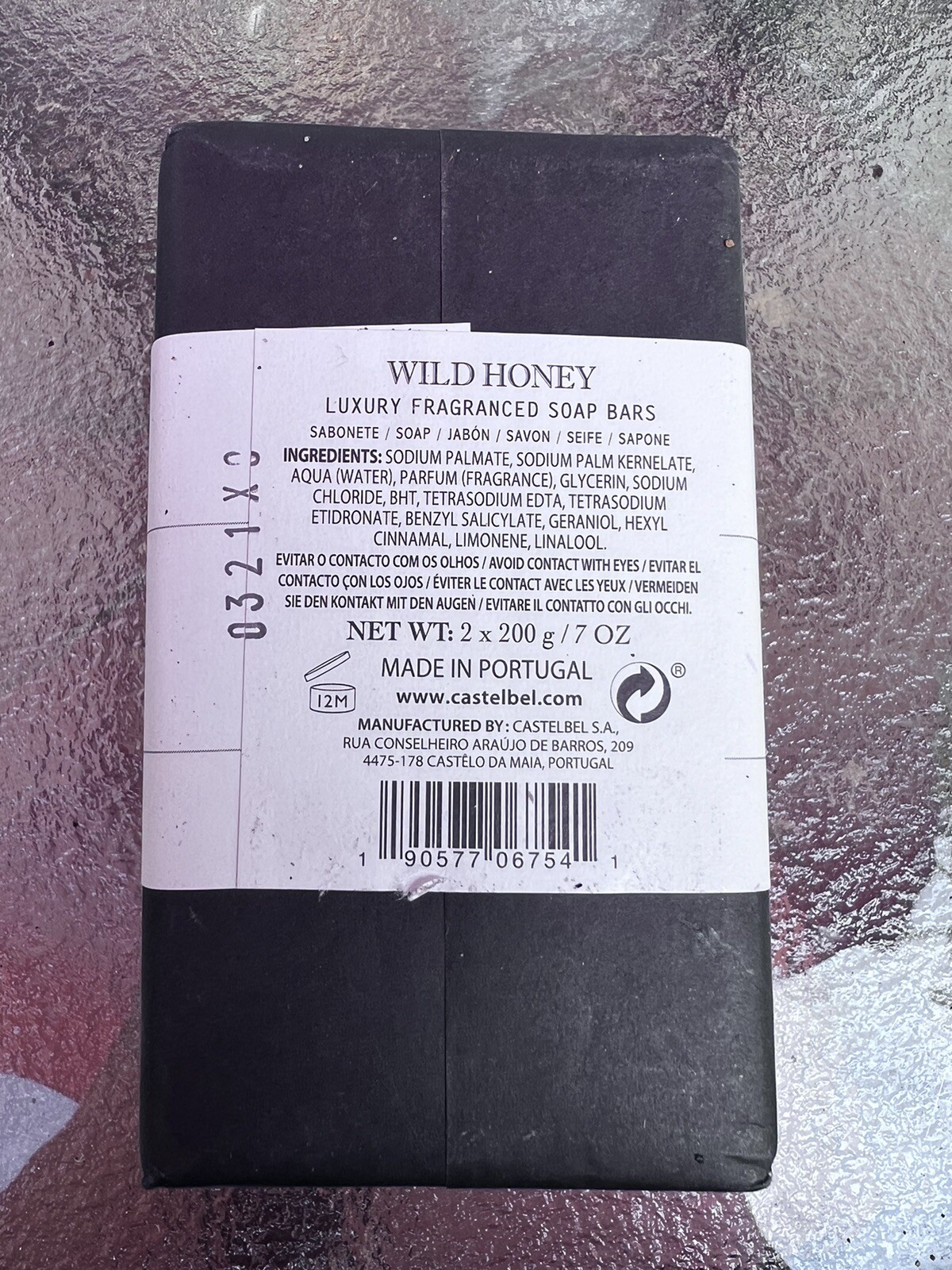 Castelbel Men’s Luxury Bath Bar Soap 2-Pack Wild Honey 7oz each (14oz total)