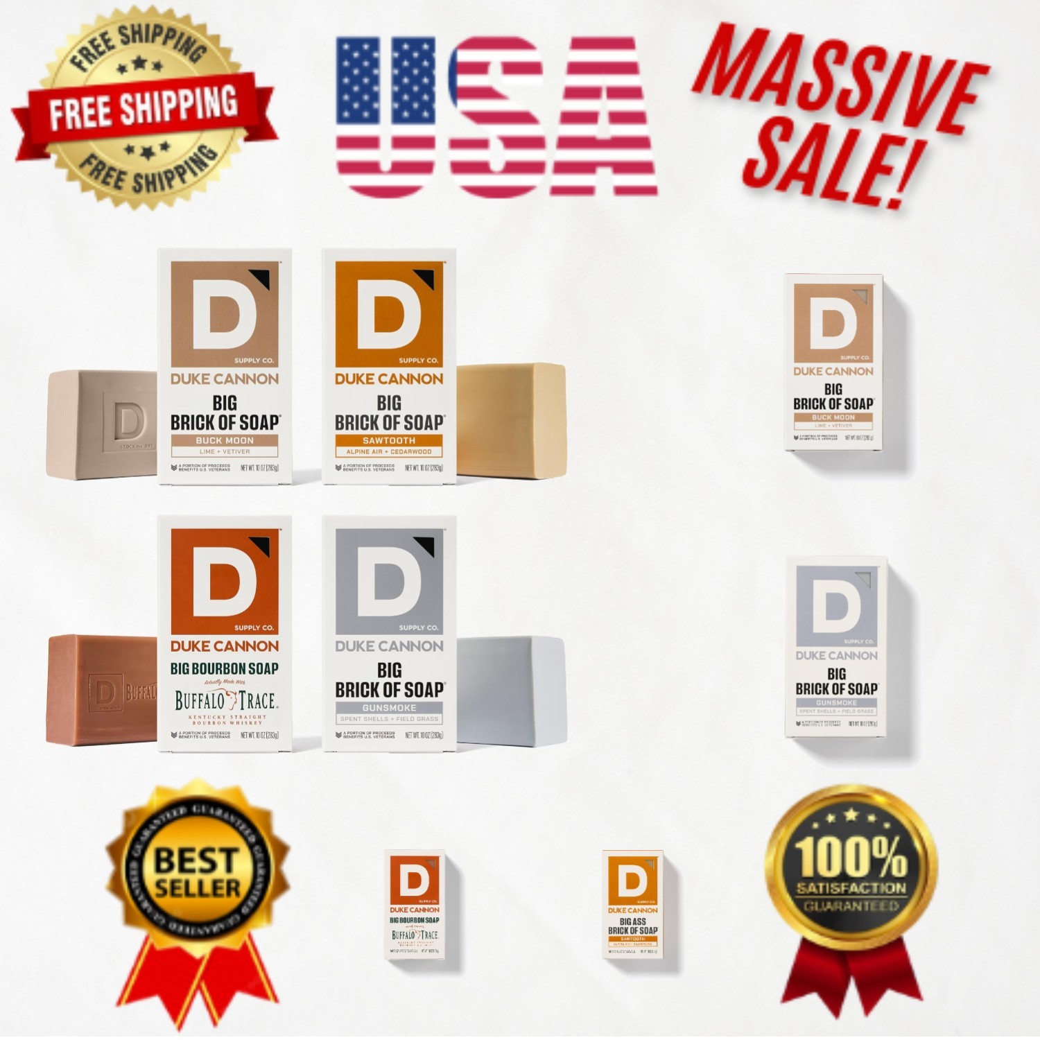 10 oz Duke Cannon Soap Bars – Hydrating Men’s Bundle with Earthy Fragrances