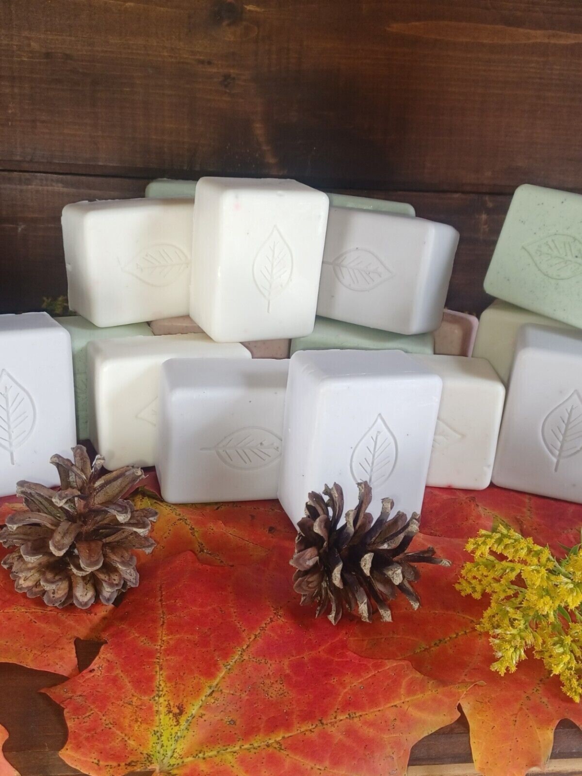 Handmade Soaps, Fall Inspired 4pack-1 of each -Beautiful stamped design