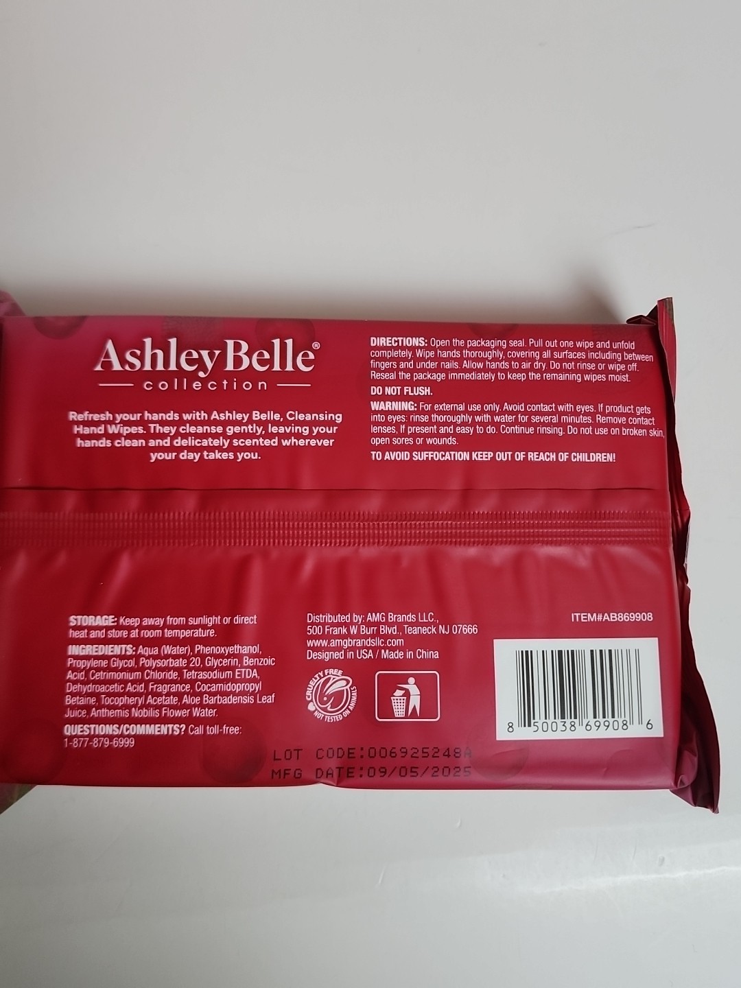 Ashley Belle Hand Wipes Cranberry Sage 60 Total Lot Of 2 New