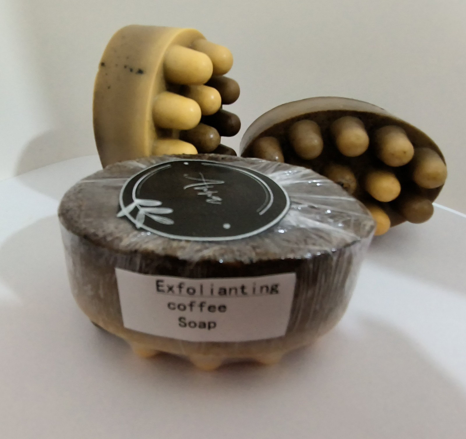 Exfoliating Coffee Scent Brown & Beige Oval Body Bar Soap for Men & Women
