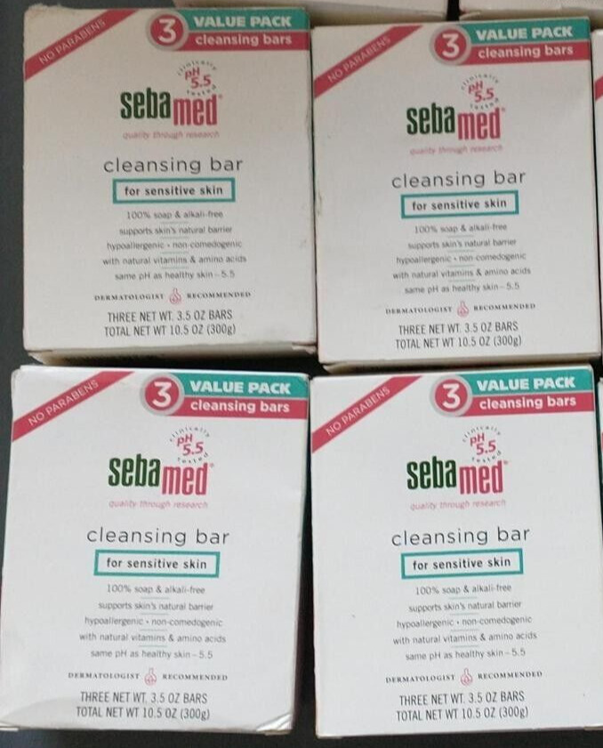 12 Sebamed Cleansing Soap ph 5.5 For Sensitive Skin Free Bars (4 Packs of 3)