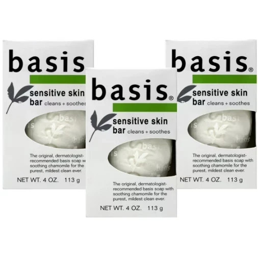 Basis Sensitive Skin Bar Soap for Body Hands Face Cleans +Soothes with Chamomile