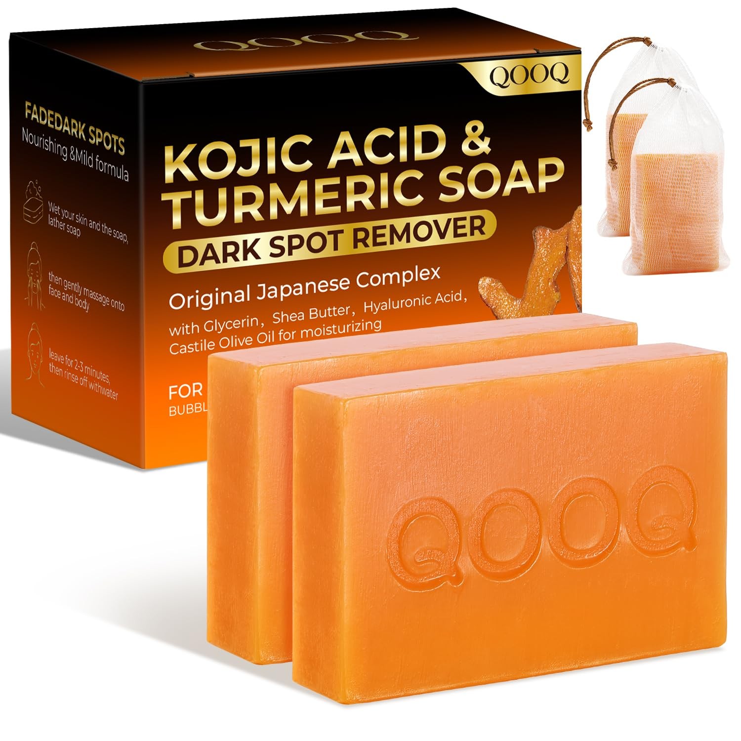 Turmeric Kojic Acid Soap for Dark Spots Remover – Facial Cleansing Bar with V…