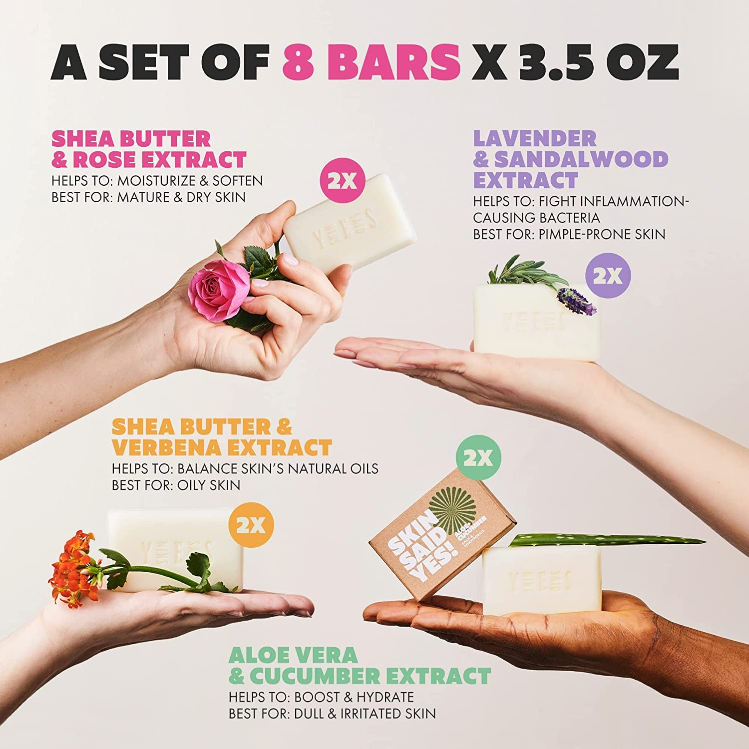 Organic Soaps Bars (Set of 8) – Shea Butter, Olive Oil, Lavander and Sandalwood,