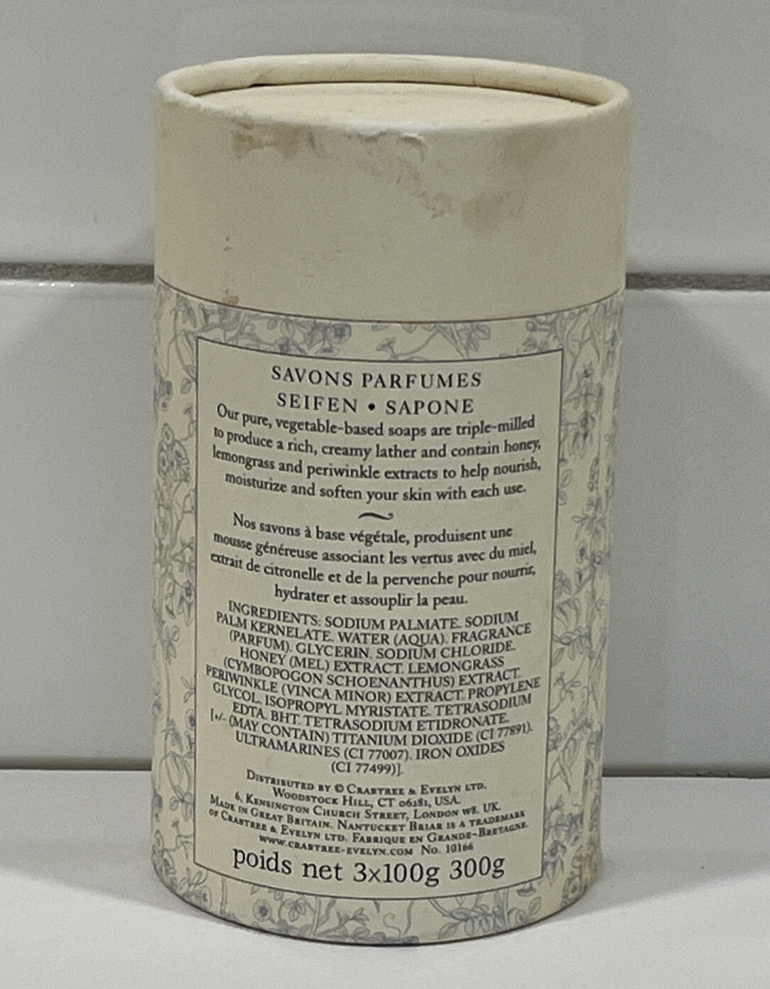 CRABTREE & EVELYN Vintage Nantucket Briar 3 Scented Bath Soaps 3.5oz ea X 3