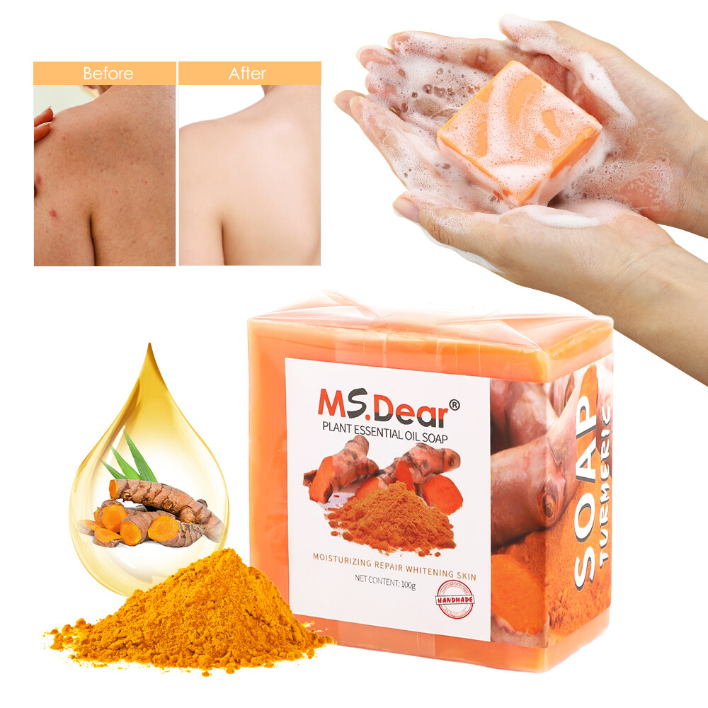 Turmeric Soap Natural Ginger Anti-Acne Dark Spots Removal Antibacterial Cleaning
