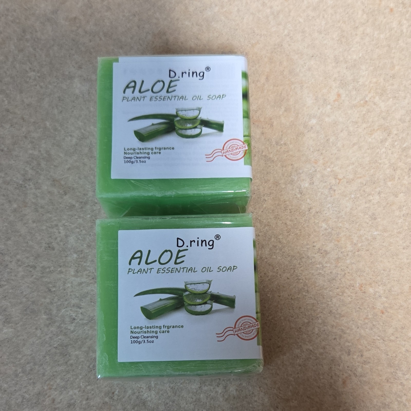 D.ring Aloe Handmade Plant Essential Oil Soap Green Bar 100g/3.5oz (2 Bars)