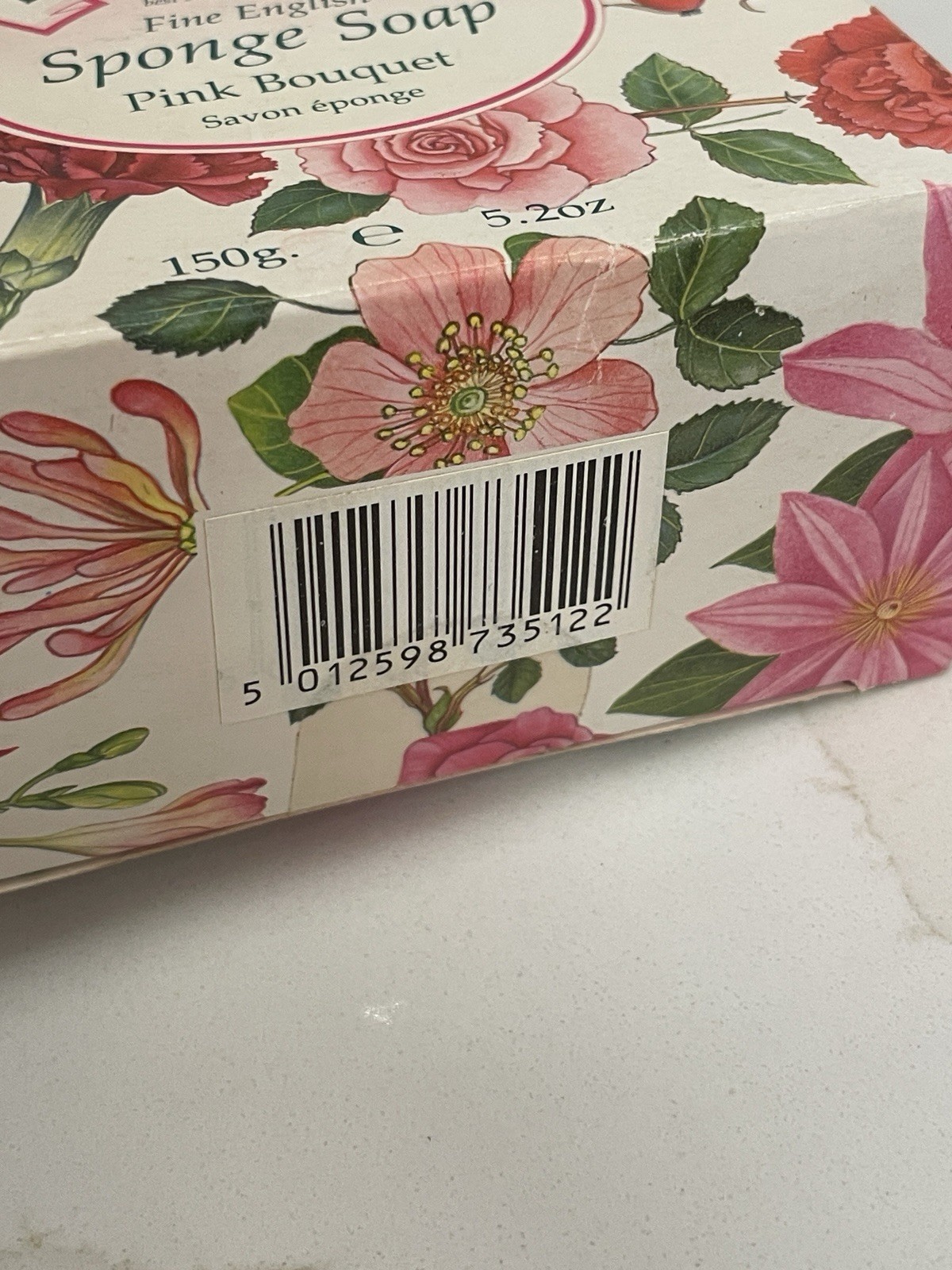 Vintage Bronnley Pink Bouquet Sponge Bar Soap Floral Rope English 5.2 oz/150 g