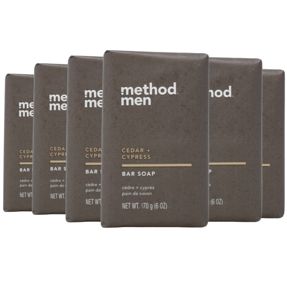 Method Men Cedar + Cypress Bar Soap, 6 Oz – Pack of 6 Soap Bars