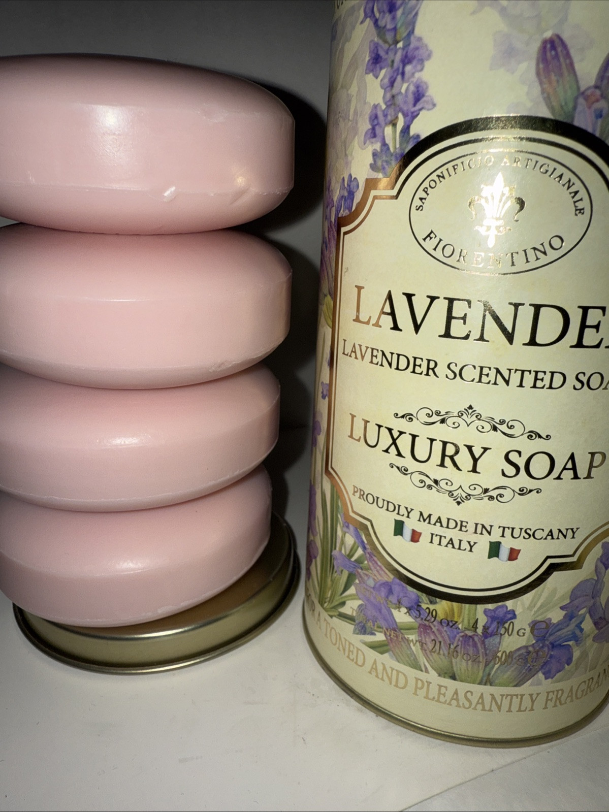 LAVENDER Scented Luxury Soap Bars 4 x 5.29oz by HOPIFICIO 🇮🇹 BB:08-2029