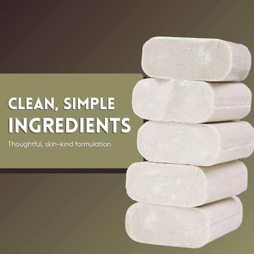 Fragrance-Free Bar Soap with Bentonite Clay – 5 oz (5 Pack) Vegan, Moisturizing