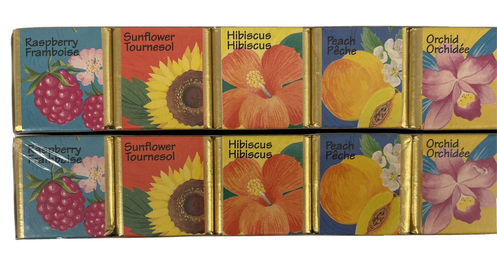 Delagar 12 English Bath Cubes, Raspberry, Sunflower, Hibiscus, Peach, Orchid