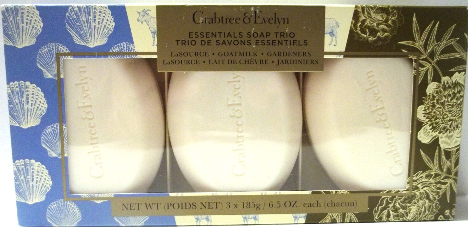 Crabtree & Evelyn LA SOURCE Bar Soap, 6.5 oz/185 g., NEW x 3