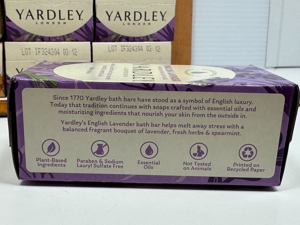 LOT (12) YARDLEY LONDON 6 OATMEAL & ALMOND 6 ENGLISH LAVENDER BATH BAR SOAP 4 OZ