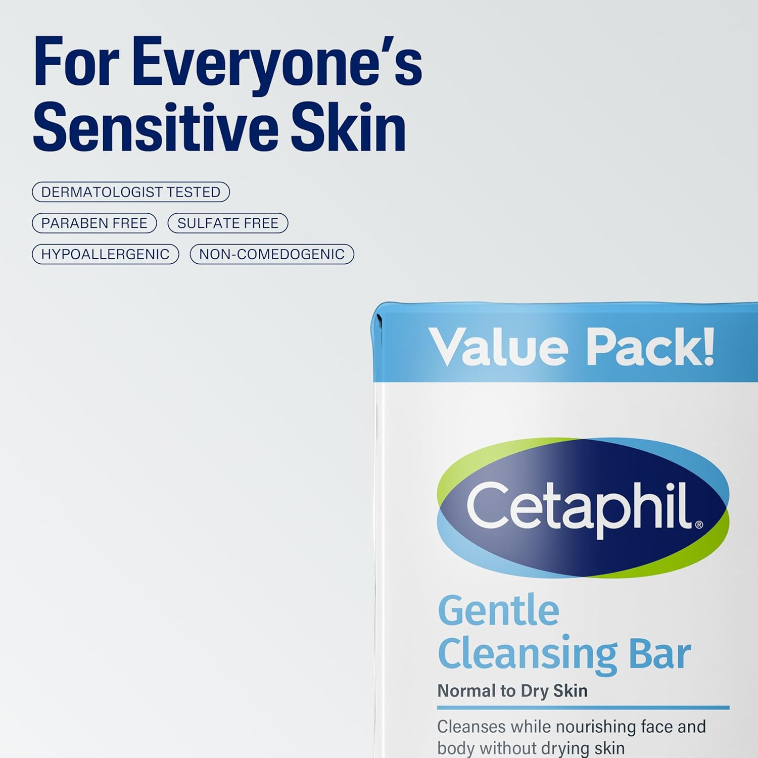 Gentle Cleansing Bar Soap, Sensitive & Dry Skin, 4.5Oz, 6Ct N Bulk 6-Pack Value