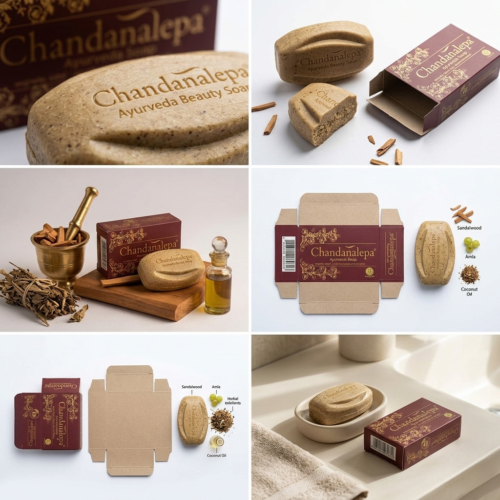Chandanalepa Ayurvedic Herbal Soap 75g 5pcs – Natural Skin Cleansing