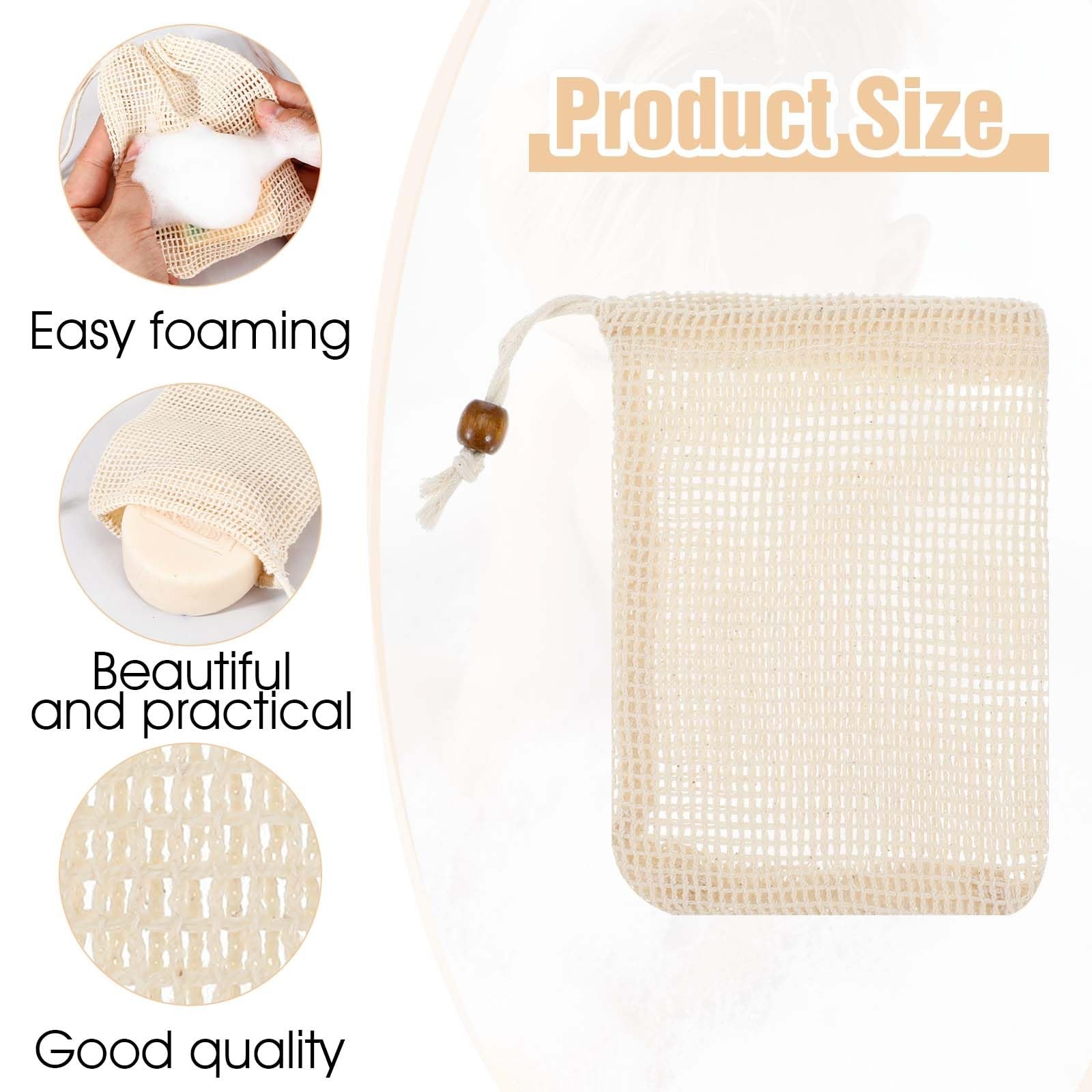 10 Pack Soap Bag, Pure Cotton Soap Saver Bag, Mesh Exfoliating Soap Bag Pouch…