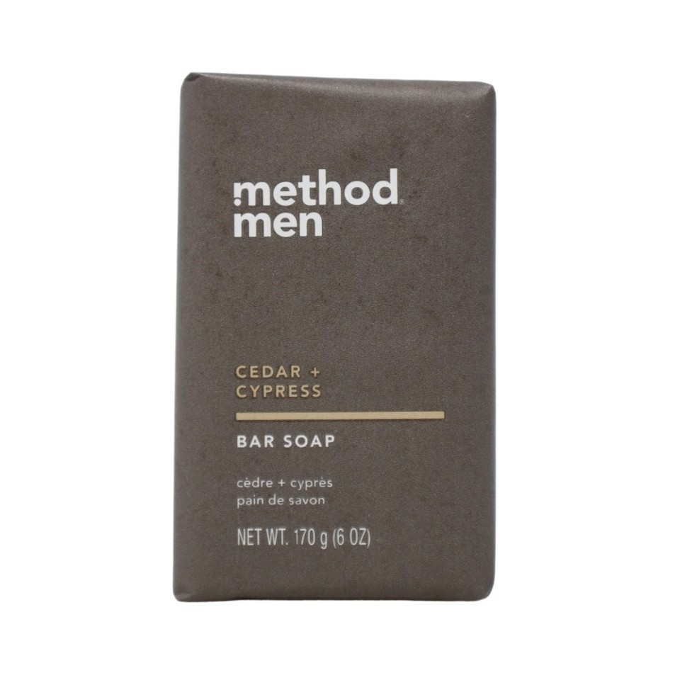 Method Men Cedar + Cypress Bar Soap 6 Oz – Plant‑Based Cleanser, Pack of 6