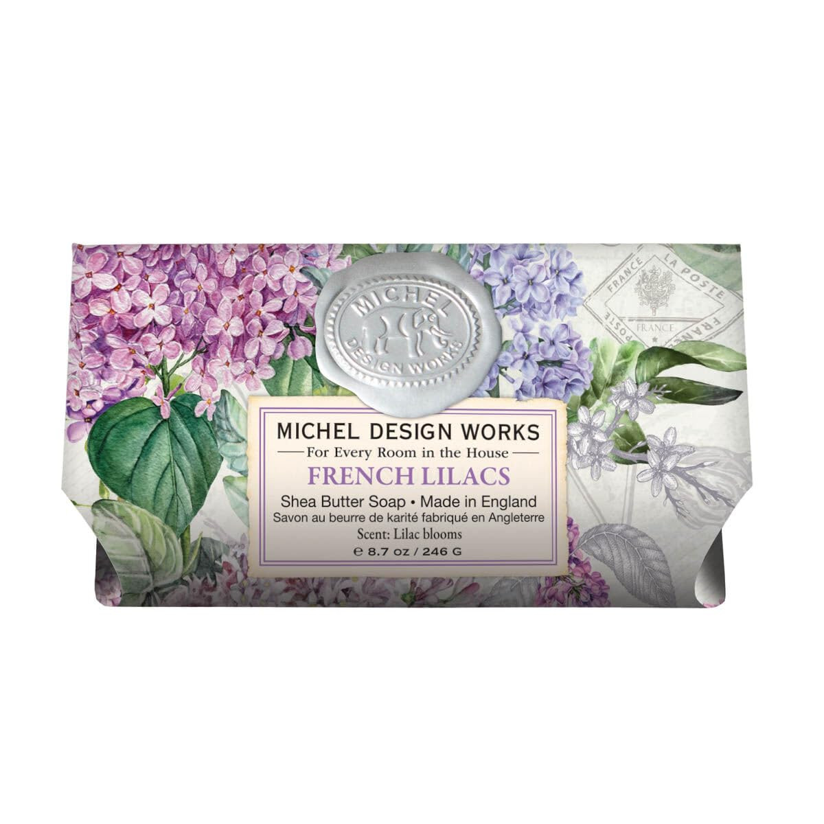 Soap Bar, French Lilacs Large, Beautiful Design, Triple-Milled
