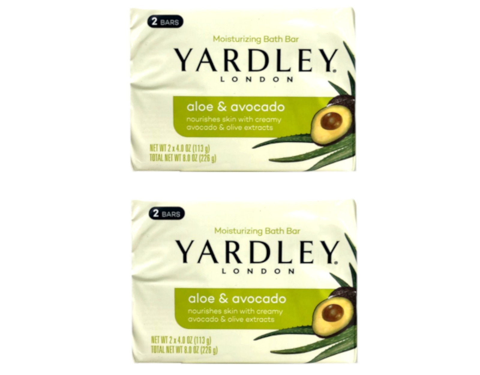 Yardley London Moisturizing Soap Aloe & Avocado 2 x 4oz Bars – Pack of 2