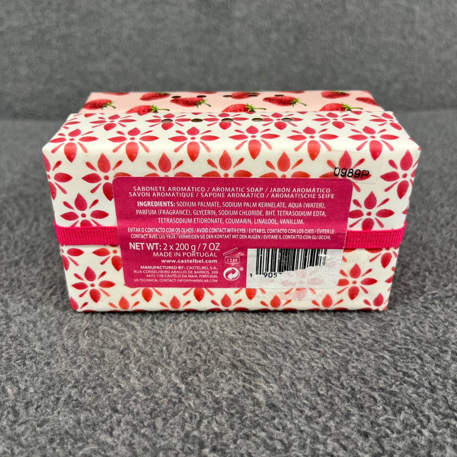 Castelbel Wild Strawberry Soap Bar 2-Pack 7 oz Portugal Pink Fruit Floral Gift