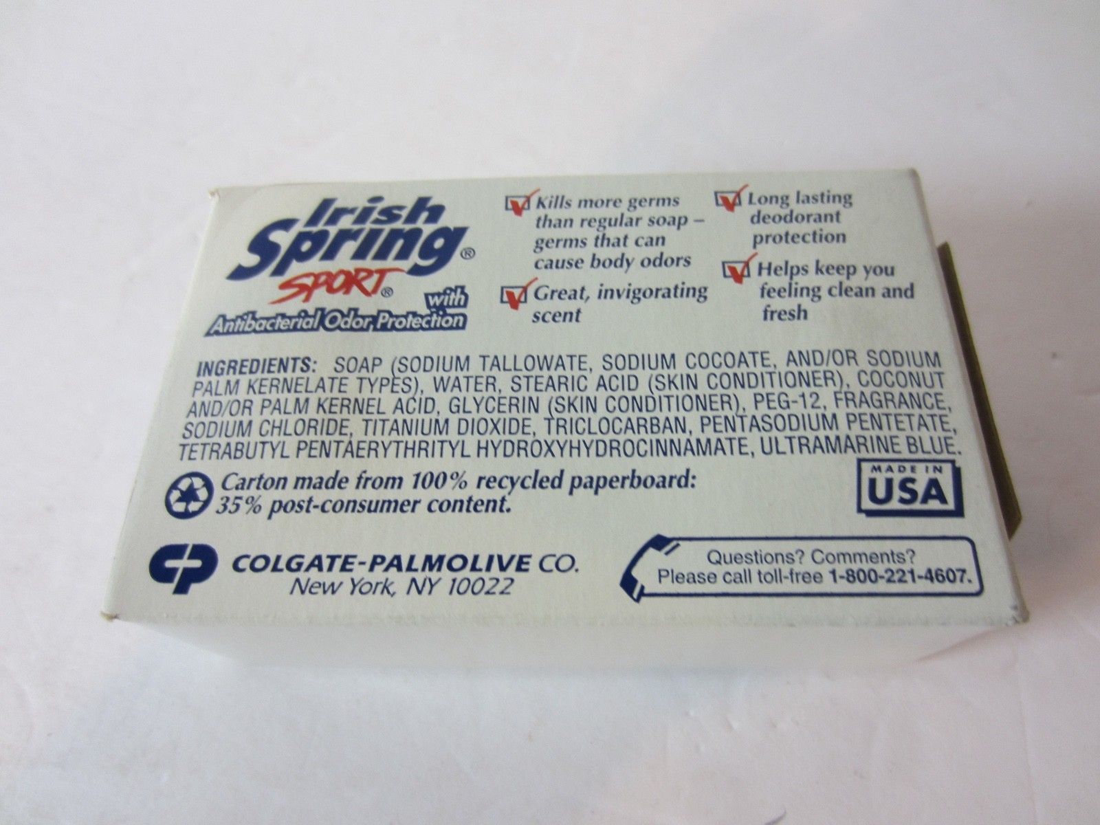 Vintage Colgate Irish Spring Sport Soap w/ Box- 4.5oz.- New-Bath Size(139E2)