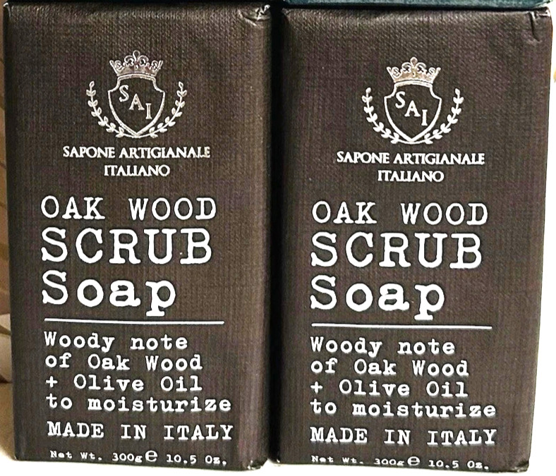 Lot of 2 Sapone Artigianale Italiano OAK WOOD Soap Bar for Men 10.5 oz ea Italy