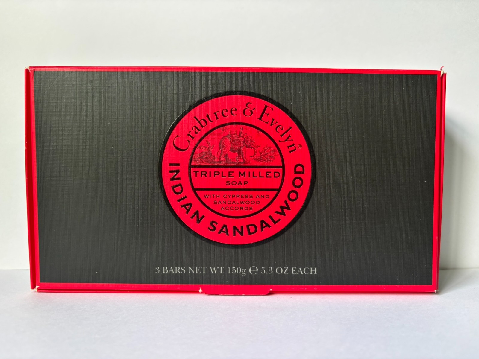 CRABTREE & EVELYN INDIAN SANDALWOOD SOAP SET of THREE (3) SEALED BARS NEW in BOX